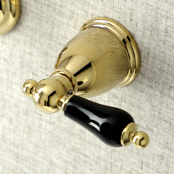 Kingston Heirloom KS3122PKL - Duchess Double-Handle 3-Hole Wall Mount Bathroom Faucet, Polished Brass