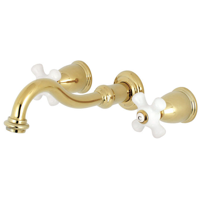 Kingston Heirloom KS3122PX - Vintage Double-Handle 3-Hole Wall Mount Bathroom Faucet, Polished Brass