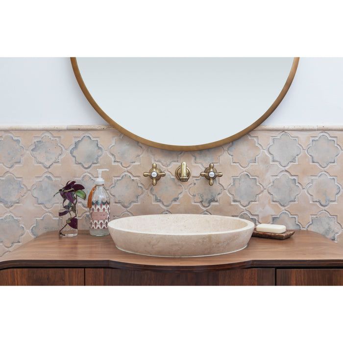 Kingston Heirloom KS3123AX - Vintage Double-Handle 3-Hole Wall Mount Bathroom Faucet, Antique Brass