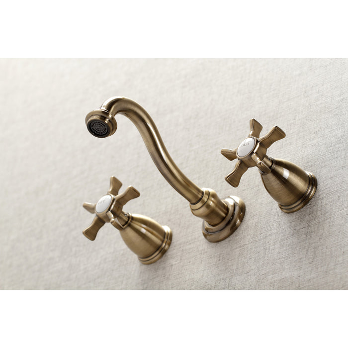 Hamilton KS3123NX Double-Handle 3-Hole Wall Mount Bathroom Faucet, Antique Brass