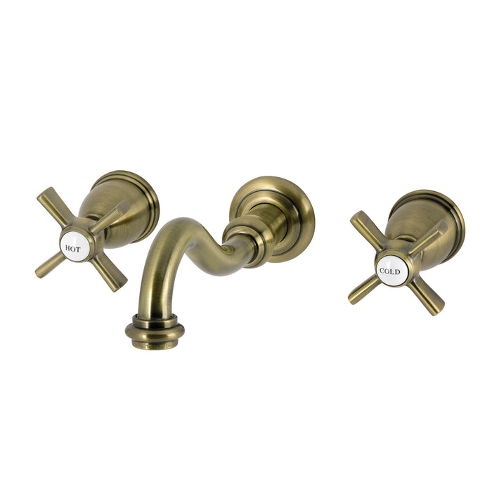 Kingston Heirloom KS3123ZX - Millennium Double-Handle 3-Hole Wall Mount Bathroom Faucet, Antique Brass