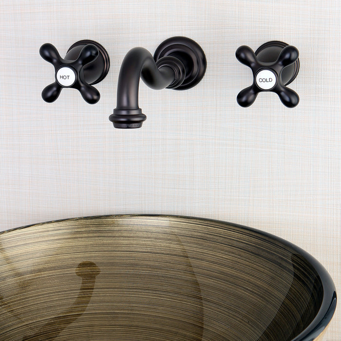 Kingston Heirloom KS3125AX - Vintage Double-Handle 3-Hole Wall Mount Bathroom Faucet, Oil Rubbed Bronze