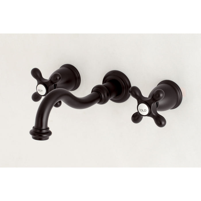 Kingston Heirloom KS3125AX - Vintage Double-Handle 3-Hole Wall Mount Bathroom Faucet, Oil Rubbed Bronze