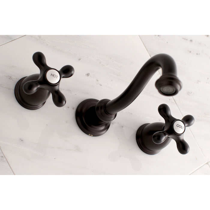 Kingston Heirloom KS3125AX - Vintage Double-Handle 3-Hole Wall Mount Bathroom Faucet, Oil Rubbed Bronze