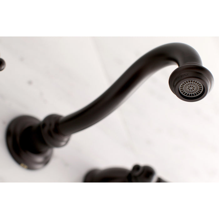 Kingston Heirloom KS3125AX - Vintage Double-Handle 3-Hole Wall Mount Bathroom Faucet, Oil Rubbed Bronze