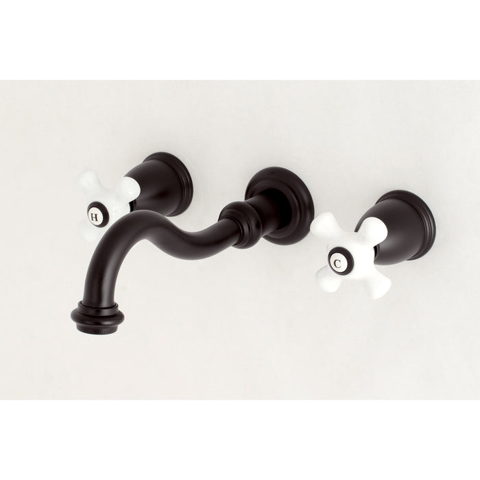 Kingston Heirloom KS3125PX - Vintage Double-Handle 3-Hole Wall Mount Bathroom Faucet, Oil Rubbed Bronze