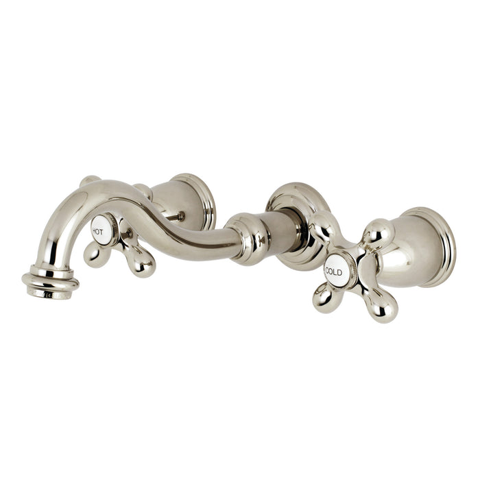 Kingston Heirloom KS3126AX - Vintage Double-Handle 3-Hole Wall Mount Bathroom Faucet, Polished Nickel