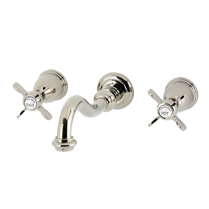 Kingston Heirloom KS3126BEX - Essex Double-Handle 3-Hole Wall Mount Bathroom Faucet, Polished Nickel