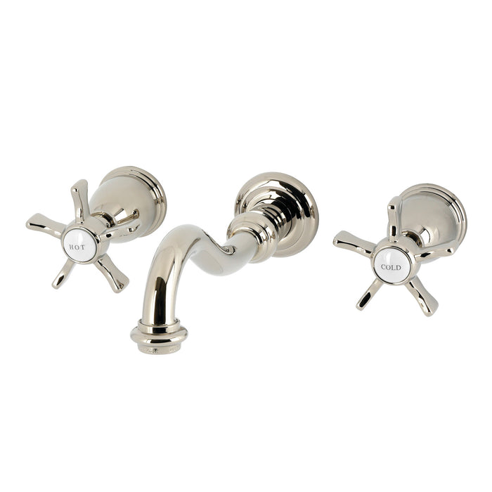 Kingston Heirloom KS3126NX - Hamilton Double-Handle 3-Hole Wall Mount Bathroom Faucet, Polished Nickel