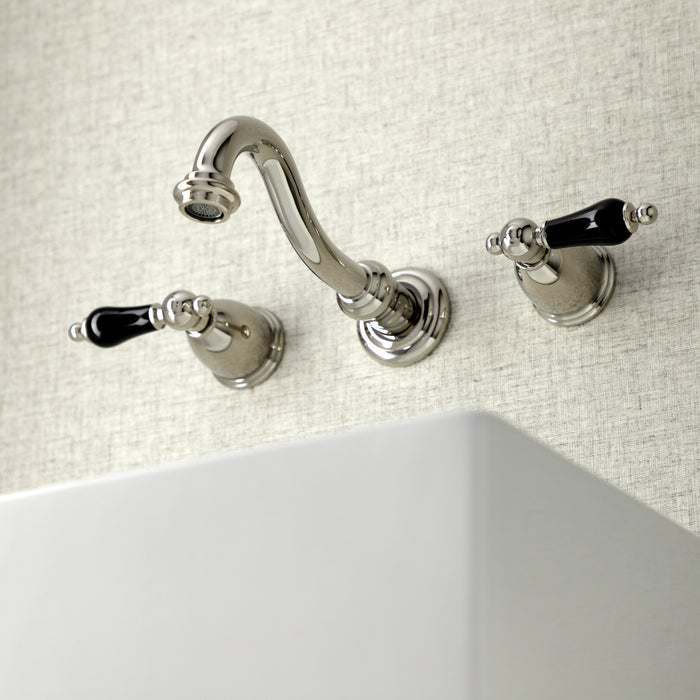 Kingston Heirloom KS3126PKL - Duchess Double-Handle 3-Hole Wall Mount Bathroom Faucet, Polished Nickel