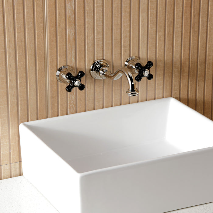 Kingston Heirloom KS3126PKX - Duchess Double-Handle 3-Hole Wall Mount Bathroom Faucet, Polished Nickel