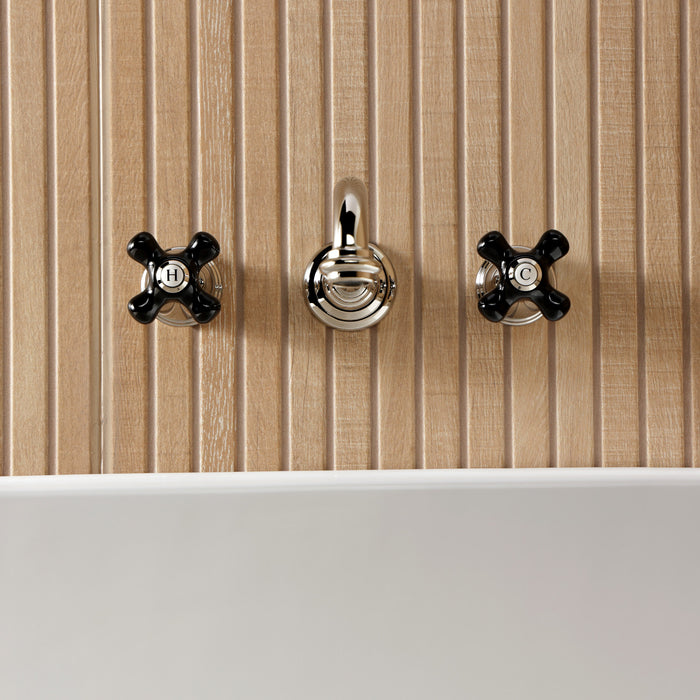 Kingston Heirloom KS3126PKX - Duchess Double-Handle 3-Hole Wall Mount Bathroom Faucet, Polished Nickel