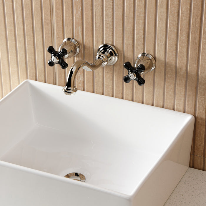 Kingston Heirloom KS3126PKX - Duchess Double-Handle 3-Hole Wall Mount Bathroom Faucet, Polished Nickel