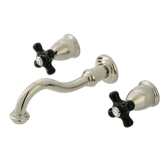 Kingston Heirloom KS3126PKX - Duchess Double-Handle 3-Hole Wall Mount Bathroom Faucet, Polished Nickel