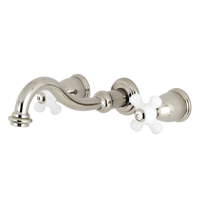 Kingston Heirloom KS3126PX - Vintage Double-Handle 3-Hole Wall Mount Bathroom Faucet, Polished Nickel