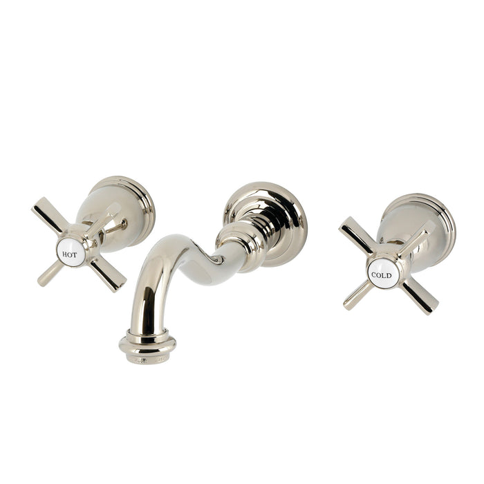 Kingston Heirloom KS3126ZX - Millennium Double-Handle 3-Hole Wall Mount Bathroom Faucet, Polished Nickel