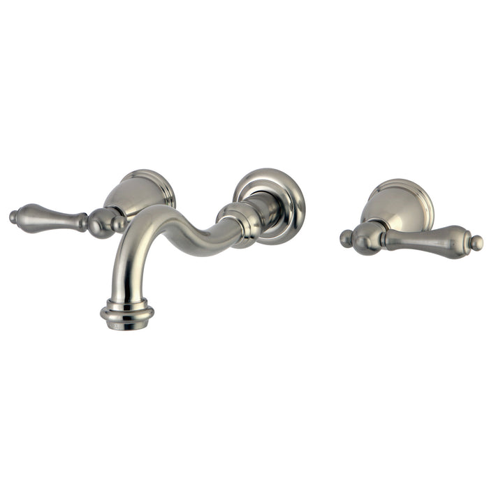 Kingston Heirloom KS3128AL - Vintage Double-Handle 3-Hole Wall Mount Bathroom Faucet, Brushed Nickel