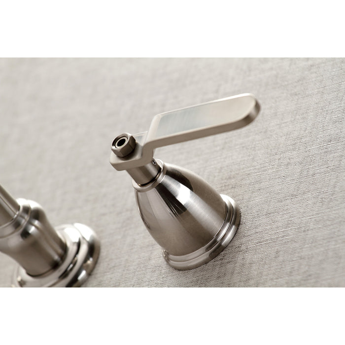 Kingston Heirloom KS3128KL - Whitaker Double-Handle 3-Hole Wall Mount Bathroom Faucet, Brushed Nickel