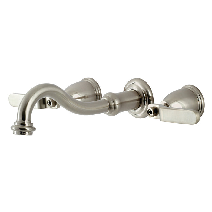 Kingston Heirloom KS3128KL - Whitaker Double-Handle 3-Hole Wall Mount Bathroom Faucet, Brushed Nickel