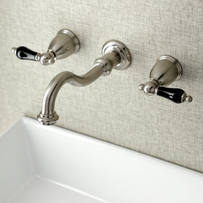 Kingston Heirloom KS3128PKL - Duchess Double-Handle 3-Hole Wall Mount Bathroom Faucet, Brushed Nickel