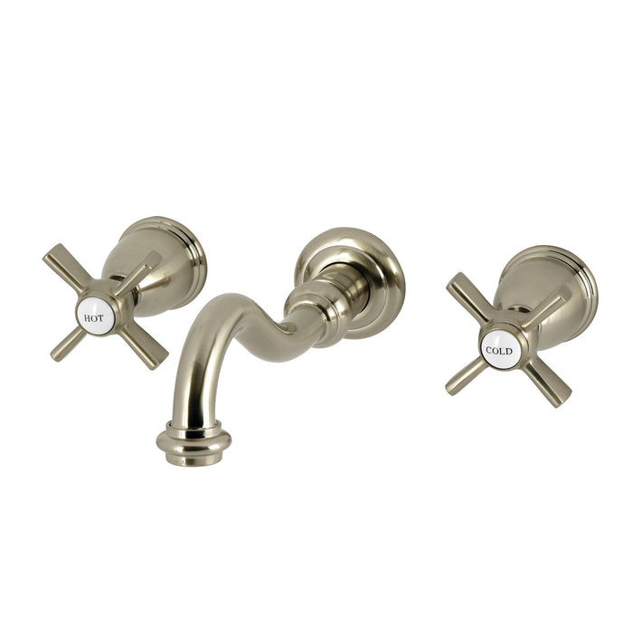 Kingston Heirloom KS3128ZX - Millennium Double-Handle 3-Hole Wall Mount Bathroom Faucet, Brushed Nickel