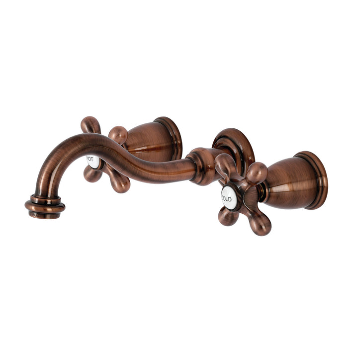 Kingston Heirloom KS312AXAC - Vintage Double-Handle 3-Hole Wall Mount Bathroom Faucet, Antique Copper