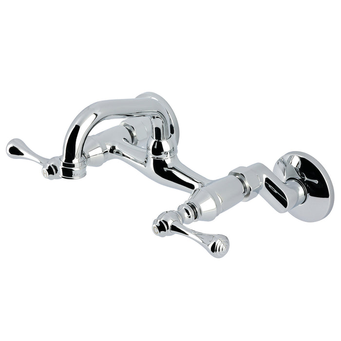 Kingston Tulare KS312C - Kingston Two-Handle 2-Hole Wall Mount Bar Faucet, Polished Chrome