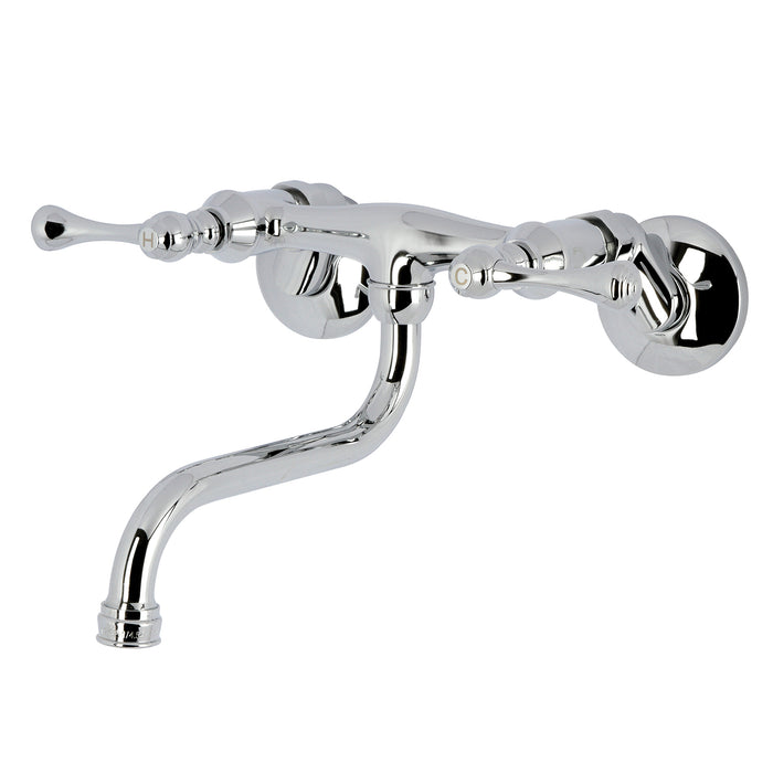 Kingston Tulare KS316C - Kingston Double-Handle 2-Hole Wall Mount Bathroom Faucet, Polished Chrome