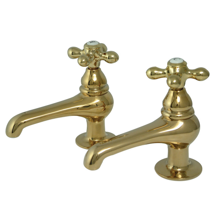 Kingston Heirloom KS3202AX - Restoration Two-Handle Deck Mount Basin Tap Faucet, Polished Brass
