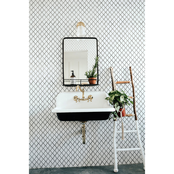 Kingston Heirloom KS3222AX - Vintage Two-Handle 2-Hole Wall Mount Bridge Kitchen Faucet, Polished Brass