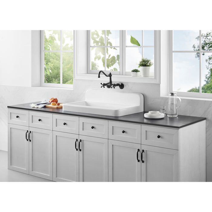 Kingston Heirloom KS3225AX - Vintage Two-Handle 2-Hole Wall Mount Bridge Kitchen Faucet, Oil Rubbed Bronze