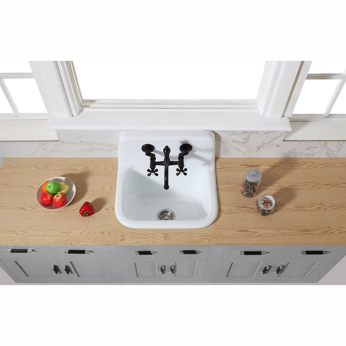Kingston Heirloom KS3225AX - Vintage Two-Handle 2-Hole Wall Mount Bridge Kitchen Faucet, Oil Rubbed Bronze