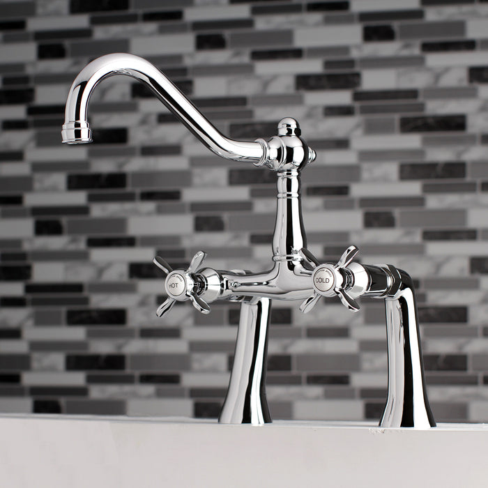 Kingston Heirloom KS3231BEX - Essex Two-Handle 2-Hole Deck-Mount Clawfoot Tub Faucet, Polished Chrome