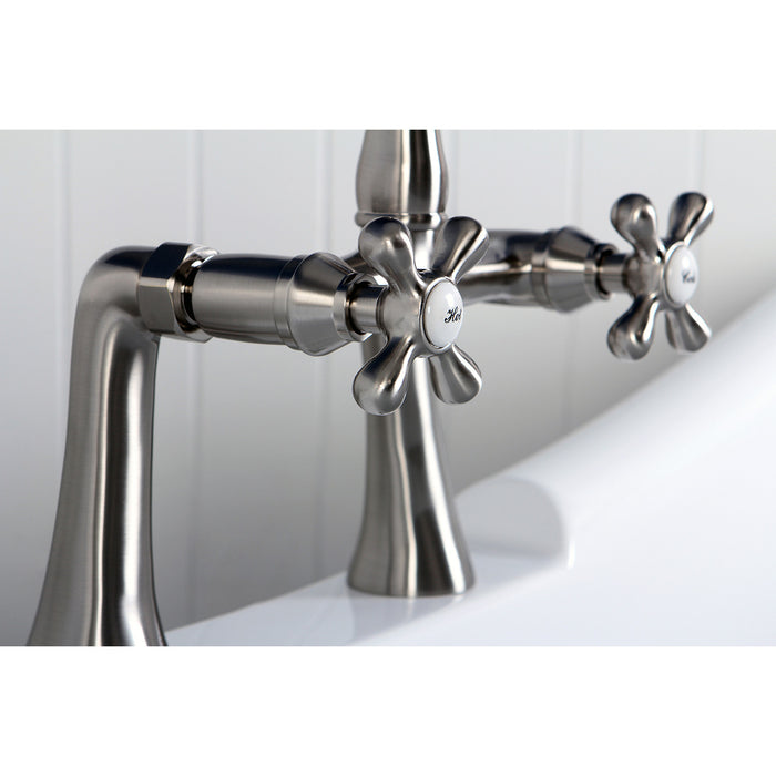 Kingston Heirloom KS3238AX - Restoration Two-Handle 2-Hole Deck-Mount Clawfoot Tub Faucet, Brushed Nickel