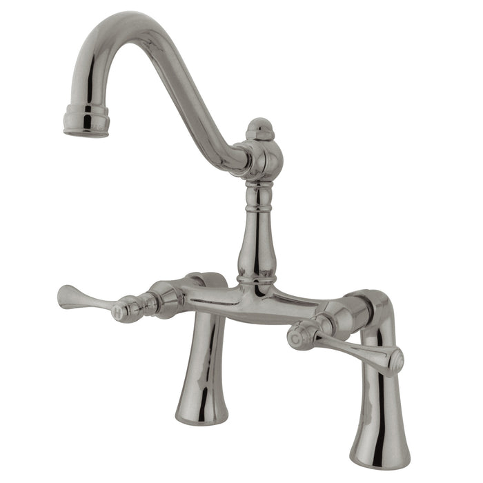 Kingston Heirloom KS3238BL - Restoration Two-Handle 2-Hole Deck-Mount Clawfoot Tub Faucet, Brushed Nickel