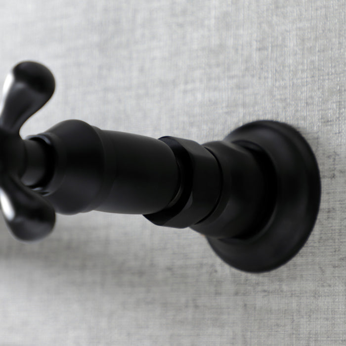 Kingston Heirloom KS3240AX - Vintage Double-Handle 2-Hole Wall Mount Bathroom Faucet, Matte Black