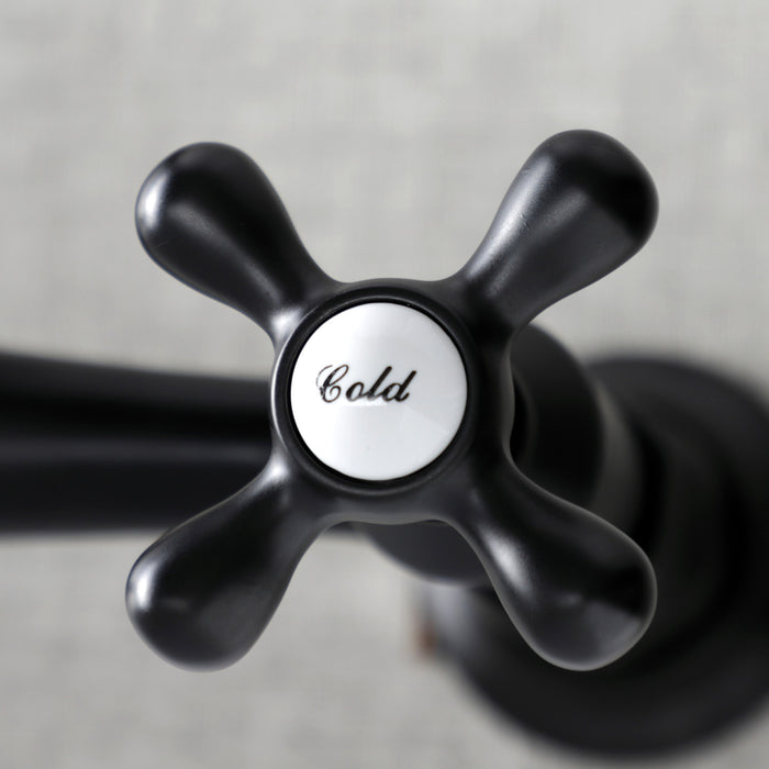 Vintage KS3240AX Double-Handle 2-Hole Wall Mount Bathroom Faucet, Matte Black