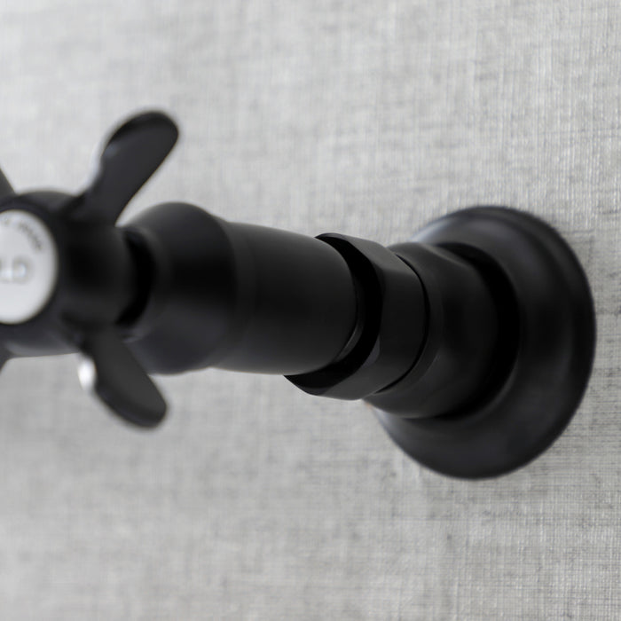 Kingston Heirloom KS3240BEX - Essex Double-Handle 2-Hole Wall Mount Bathroom Faucet, Matte Black