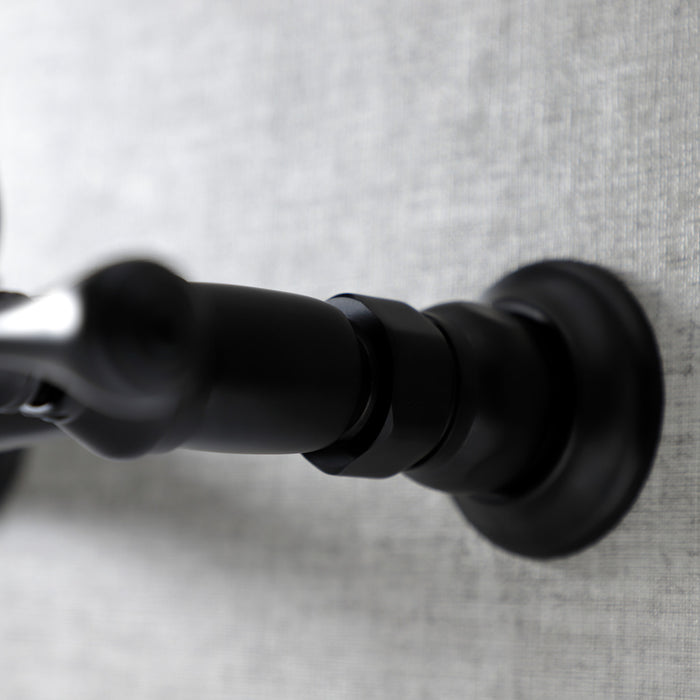 Kingston Heirloom KS3240BL - Vintage Double-Handle 2-Hole Wall Mount Bathroom Faucet, Matte Black