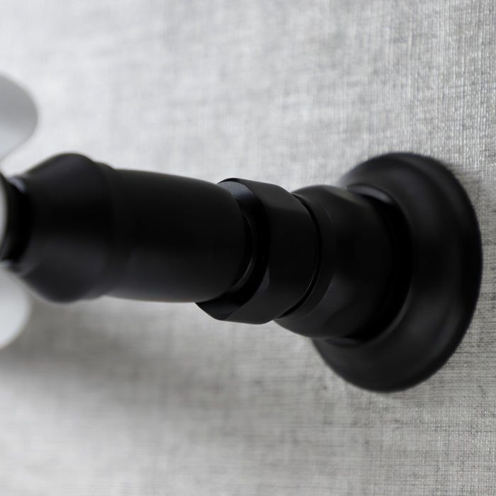 Kingston Heirloom KS3240PX - Vintage Double-Handle 2-Hole Wall Mount Bathroom Faucet, Matte Black