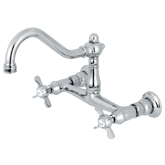 Kingston Heirloom KS3241BEX - Essex Double-Handle 2-Hole Wall Mount Bathroom Faucet, Polished Chrome
