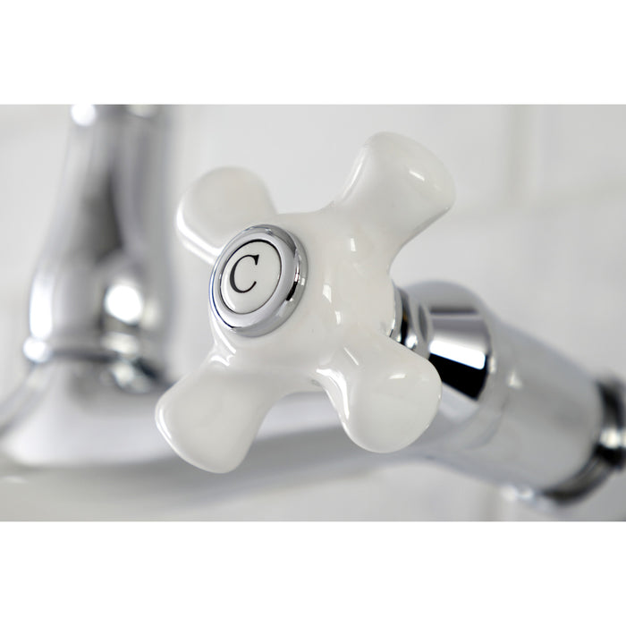 Kingston Heirloom KS3241PX - Vintage Double-Handle 2-Hole Wall Mount Bathroom Faucet, Polished Chrome