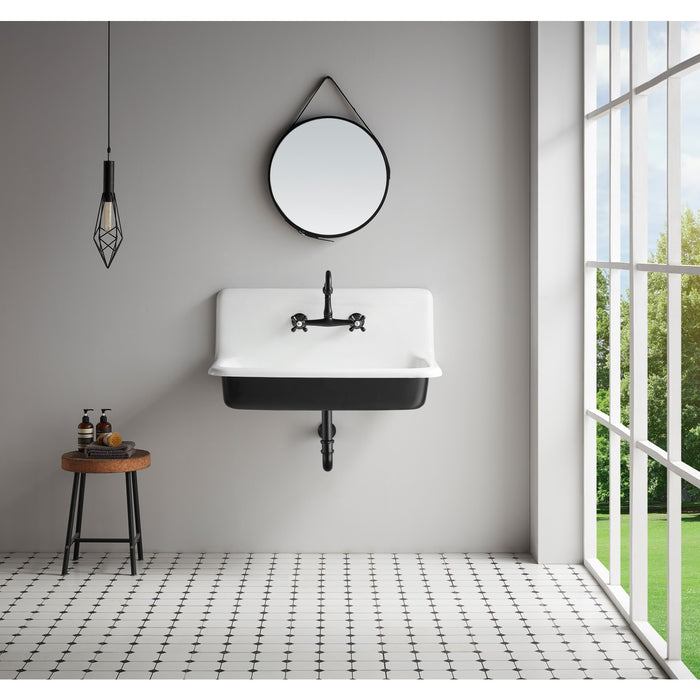 Kingston Heirloom KS3245AX - Vintage Double-Handle 2-Hole Wall Mount Bathroom Faucet, Oil Rubbed Bronze