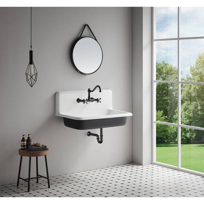 Kingston Heirloom KS3245AX - Vintage Double-Handle 2-Hole Wall Mount Bathroom Faucet, Oil Rubbed Bronze