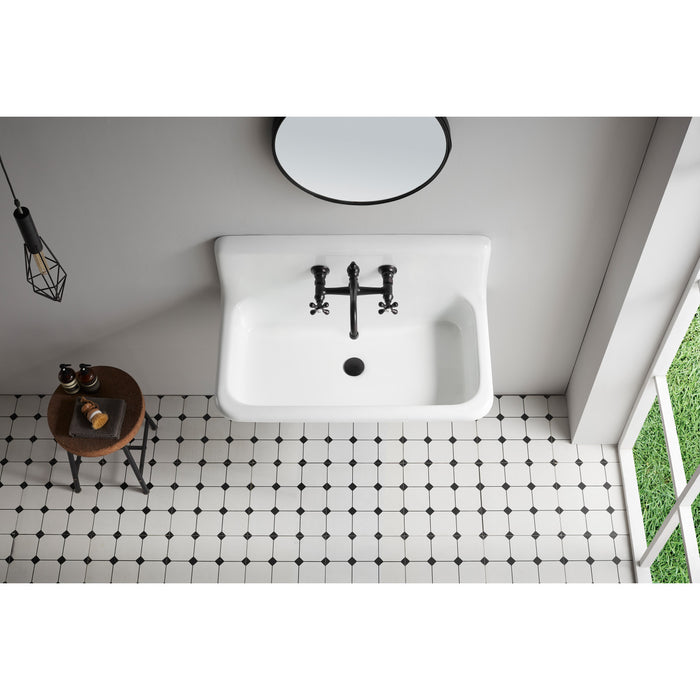Kingston Heirloom KS3245AX - Vintage Double-Handle 2-Hole Wall Mount Bathroom Faucet, Oil Rubbed Bronze