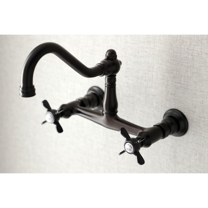 Kingston Heirloom KS3245BEX - Essex Double-Handle 2-Hole Wall Mount Bathroom Faucet, Oil Rubbed Bronze