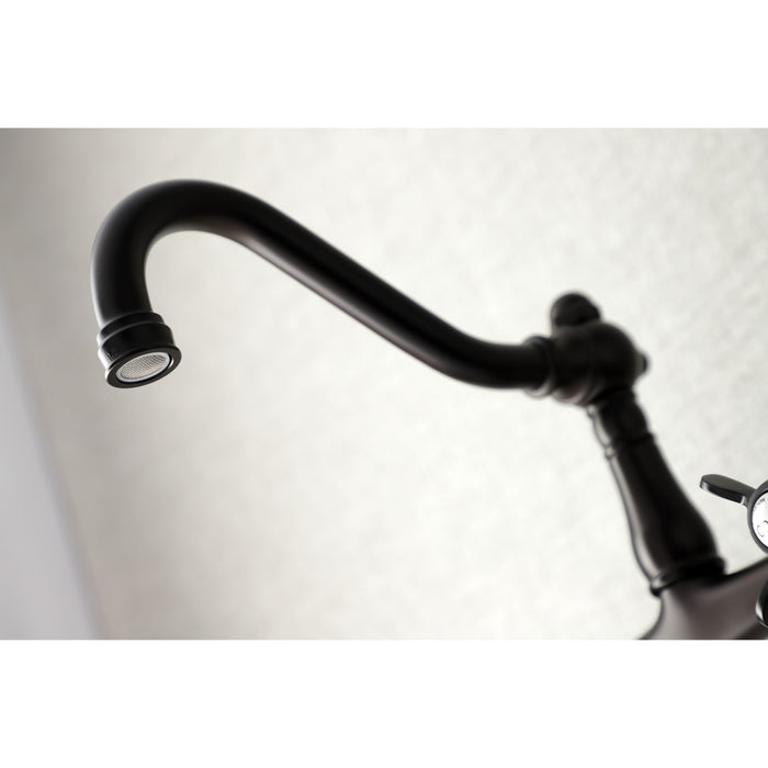 Kingston Heirloom KS3245BEX - Essex Double-Handle 2-Hole Wall Mount Bathroom Faucet, Oil Rubbed Bronze