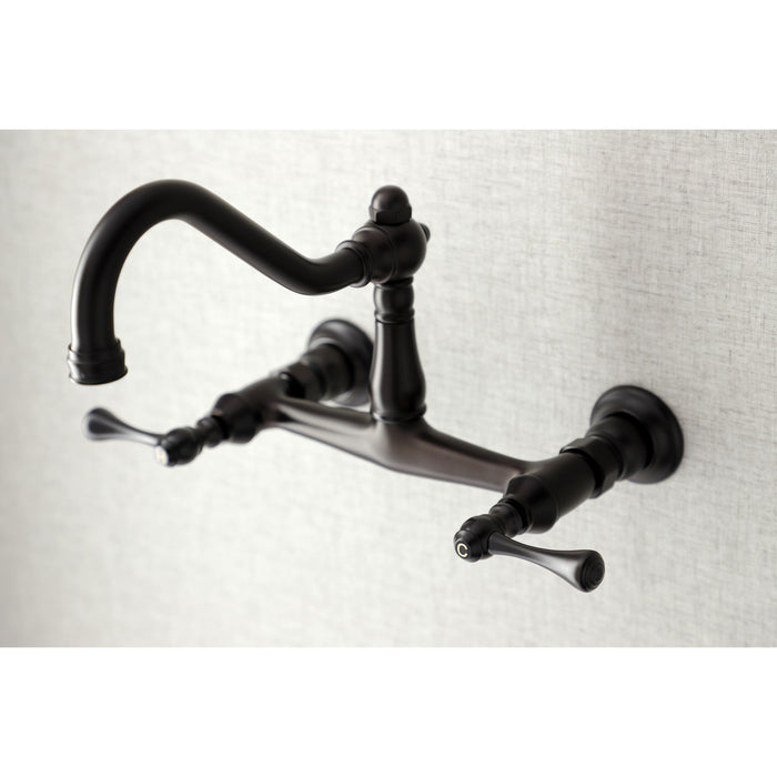 Vintage KS3245BL Double-Handle 2-Hole Wall Mount Bathroom Faucet, Oil Rubbed Bronze