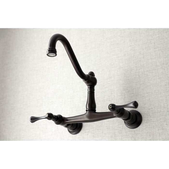 Vintage KS3245BL Double-Handle 2-Hole Wall Mount Bathroom Faucet, Oil Rubbed Bronze