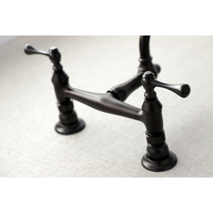 Vintage KS3245BL Double-Handle 2-Hole Wall Mount Bathroom Faucet, Oil Rubbed Bronze